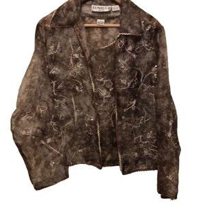 Tunique Nights Silk 2 Pc Embroidered Blouse Top Size Small